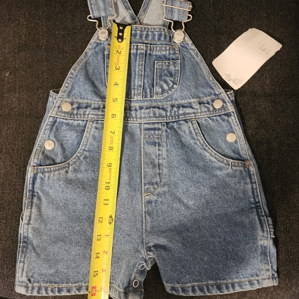 Vtg Pine Peak Blues By Nordstrom‎ Kids Sz 2 Jean Overall Shorts Snap Opening